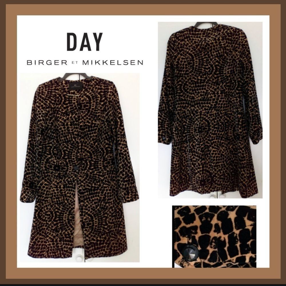 Anthropologie Day Birger et Mikkelsen Velvet Mosaic Pattern Lined Coat Sz 36 (M)